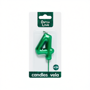 Bougie d'anniversaire verte numéro 4 Party Love 6 cm - Product Image 1