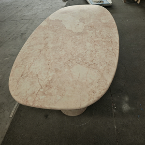 Ensemble de <span class=keywords><strong>table</strong></span> à manger moderne en gros pour salle à manger, <span class=keywords><strong>table</strong></span> de <span class=keywords><strong>restaurant</strong></span> ovale de luxe en marbre rose naturel, <span class=keywords><strong>mobilier</strong></span> - Product Image 2