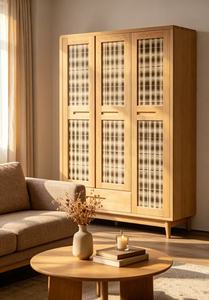 Armario Escandinavo de Madera con Puertas Batientes, Madera Maciza, Independiente, Duradero, Mueble Moderno para Dormitorio, Gran Capacidad - Product Image 5
