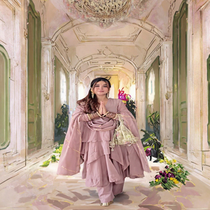 Robe Abaya rose à plusieurs couches avec bordure perlée, robe islamique traditionnelle pour les fêtes de l'Aïd et du Ramadan - Product Image 3