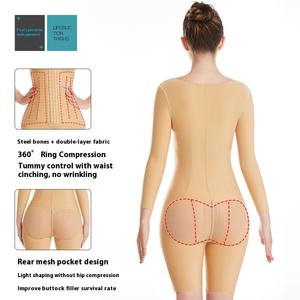 Moldeador postoperatorio de liposucción de cuerpo completo de una pieza entrepierna abierta manga corta fuerte compresión cintura <span class=keywords><strong>Abdomen</strong></span> anillo moldeador de cuerpo - Product Image 4