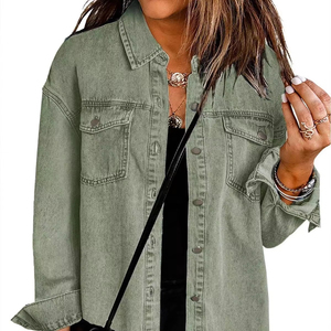 Nouveau Style <span class=keywords><strong>femme</strong></span> <span class=keywords><strong>veste</strong></span> <span class=keywords><strong>en</strong></span> <span class=keywords><strong>jean</strong></span> <span class=keywords><strong>mi</strong></span>-<span class=keywords><strong>longue</strong></span> pour automne hiver décontracté revers haut bords effilochés trous solide à manches longues pour les filles - Product Image 1