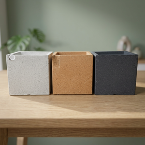 Pots à fleurs carrés en plastique minimalistes modernes - Durables, légers, gris, brun, marine, pour l'intérieur et l'extérieur, maison et jardin - Product Image 3