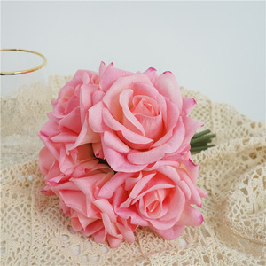 Haute Qualité 25cm 5 Têtes Artificielle Rose Hydratante Rose <span class=keywords><strong>Fleur</strong></span> pour La Décoration Intérieure Tables De Mariage <span class=keywords><strong>Fleur</strong></span> - Product Image 5