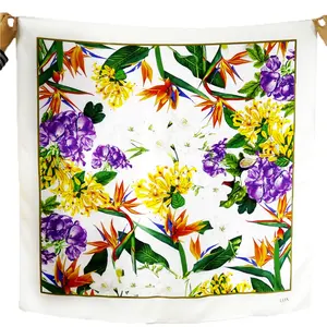 High Quality Beautiful Square 100 Silk Printed Silk Scarf Sciarpa Di Seta For Hair