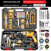 Kit de boîte à outils de perceuse électrique domestique Portable ensemble complet combinaison de coupe perceuse électrique en acier OEM pris en charge paquet de boîtier rigide