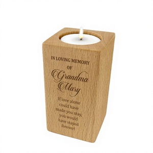 Personalized Engraved Wooden Tealight Holder <b>Memorial</b> <b>Candle</b> Holder Natural Table Wedding Decoration - Product Image 3