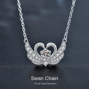 Collar de Cisne de Oro con Moissanita OUGEPHELI, Joyería de Diseño S925, Versión Alta, Colgante de Moissanita, Nuevo, Venta al por Mayor - Product Image 3