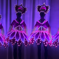 Robe à pétales de lotus lumineuse à LED, jupe de performance à fleurs scintillantes