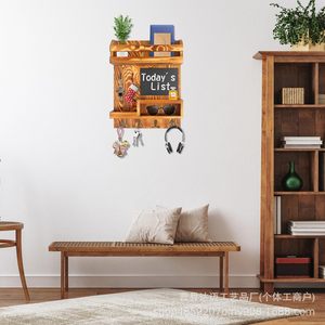 Wooden <b>Wall</b> Mounted <b>Key</b> Rack 4 Layers Mail Organizer With <b>Hooks</b> <b>For</b> Entryway Home Storage - Product Image 4