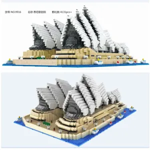 PZX arquitectura mundial Mini juego de bloques de construcción montaje Sydney Opera House <span class=keywords><strong>Big</strong></span> Ben ladrillo Juguete DIY campo de fútbol juguete de construcción - Product Image 5