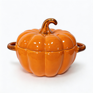 Ciotola in Ceramica a Forma di <span class=keywords><strong>Zucca</strong></span> Personalizzata con Coperchio, Pentola Creativa per Zuppa di Verdure, Contenitore per Alimenti per la Stagione Autunnale - Product Image 6