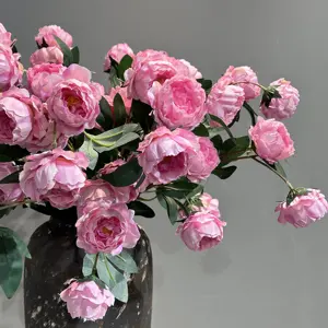 birthday decoration Hot sale 7 heads fake real touch peony silk artificial flower single for wedding and party decoration