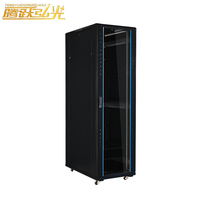 Armoire de serveur sur pied avec étagères réglables 42U, rack réseau 19 pouces avec porte en verre verrouillable pour centre de données