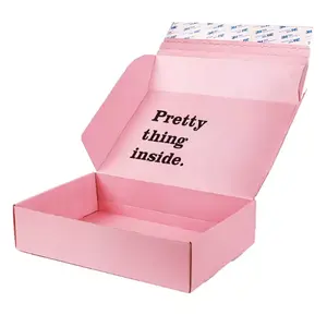 도매 재활용 골판지 상자 접이식 맞춤형 로고 인쇄 핑크 배송 종이 상자 우편물 상자