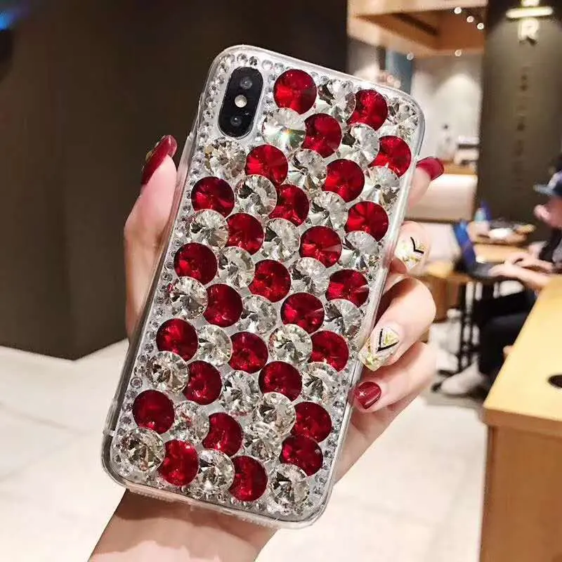 Handy hülle Bling Crystal Diamond Strass 3D Peacock Stones Rückseite für iPhone 13 Pro Max XR X 7 8 Plus 6 6s Plus