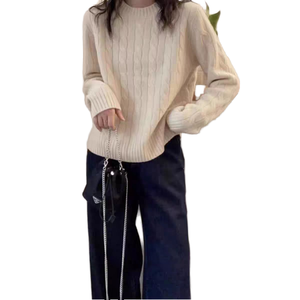 Nouveau pull court pour femme automne/hiver 2026, pull tricoté ample à manches longues décontracté pour le quotidien - Product Image 1