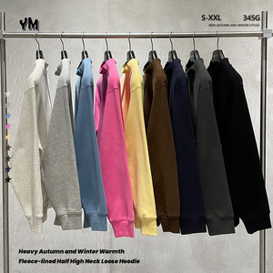 Felpe con Cappuccio da <span class=keywords><strong>Uomo</strong></span> Personalizzate con Logo, in Pile Pesante Caldo Invernale, Vestibilità Ampia, Stile Vintage con Collo Alto, <span class=keywords><strong>Oversize</strong></span>, per Vendita all'Ingrosso - Product Image 2