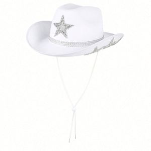 <b>Western</b> Style Star Rhinestone Cowboy <b>Hats</b> Rack Custom Logo Travel Casual 4 Seasons Unisex with Rope - Product Image 5