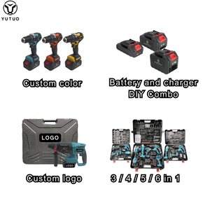 Bộ dụng cụ cầm tay đa năng YUTUO 18V 20V 21V: Máy khoan, tua vít, máy mài, máy khoan búa 4 trong 1, kèm hộp nhựa - Product Image 6