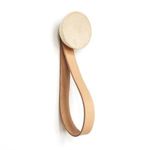 Crochets muraux ronds en bois de hêtre innovants avec boucle en cuir, 2 crochets, écologiques et multifonctionnels - Product Image 6