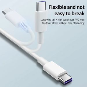 Câble de charge rapide Type-C 5A blanc pour ordinateur, téléphone portable, appareil photo - Matériau PVC écologique - Product Image 2