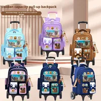 Nouveau sac à dos à roulettes pour l'école primaire, élèves de la 2e à la 6e année, grande capacité, sac à dos pour garçons, microfibre, personnages de dessins animés