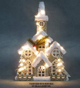 Casita Navideña de Madera con Luces LED de Tamaño Pequeño para Decoración Navideña - Product Image 2