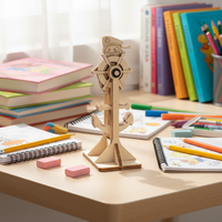 Puzzle 3D en bois Wincent : Modèle de bateau nautique, roue, ancre, pingouin, marin - Kit DIY éducatif STEM, jouet artisanal, cadeau pour enfants