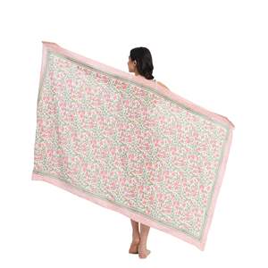 Nouveau sarong en coton imprimé à la main pour femmes, léger, idéal comme paréo de bikini, pour la plage et les vacances d'été - Product Image 1