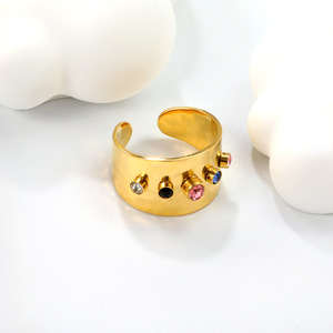 Anillos de moda geométricos ovalados de piedra natural chapados en oro de 18k, anillo abierto para mujer, regalo de joyería - Product Image 4