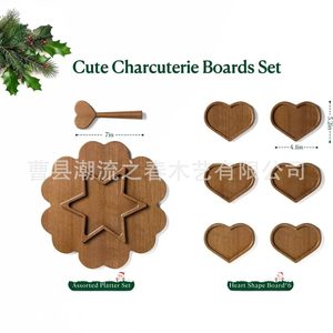 Creative wooden heart-shaped <b>tray</b> for fruit and nuts, solid wood puzzle, <b>snack</b> and cheese plate, fun deli and pastry plate - Product Image 4