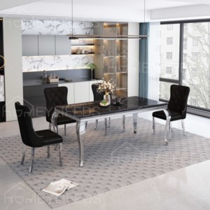 Oteller için 6 paslanmaz çelik sandalyeler ile İtalyan lüks yemek masası seti <span class=keywords><strong>High</strong></span>-End Modern mermer masa - Product Image 6