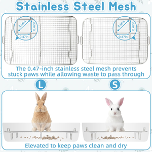 <span class=keywords><strong>Bac</strong></span> à litière personnalisé en acier inoxydable de grande taille avec grille de tamisage pour lapins, cochons d'Inde et furets – Toilettes pour animaux de compagnie faciles à nettoyer - Product Image 2