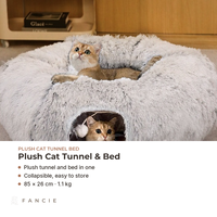 Lit pour chat en tissu peluche pliable en forme de tunnel avec jouet à suspendre pour chats d'intérieur petits et moyens OEM ODM
