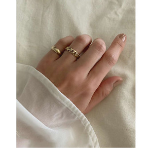 高端18k纯黄金个性链环不锈钢时尚简约镀金首饰 - Product Image 2