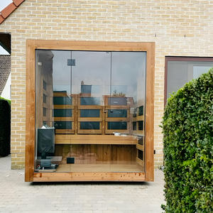 Clés arrière-cour de luxe 3 personnes bois vapeur infrarouge + panneau de commande extérieur moderne cabine de sauna - Product Image 1