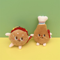 En gros : Porte-clés en peluche hamburger, Porte-clés en peluche frites, Pendentif de sac en forme de jouet en peluche pour femmes et enfants