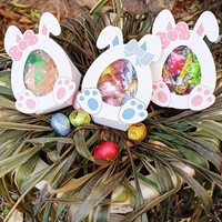 Boîte à bonbons personnalisée en forme de lapin de Pâques mignon Oeufs Décor Lapin Cadeau Emballage en chocolat Boîtes en papier avec fenêtre transparente