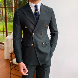 Abito <span class=keywords><strong>Slim</strong></span>-<span class=keywords><strong>Fit</strong></span> da <span class=keywords><strong>uomo</strong></span> doppiopetto con collo a punta all'ingrosso abiti Casual da <span class=keywords><strong>uomo</strong></span> con cerniera e pantaloni a mosca traspiranti - Product Image 4