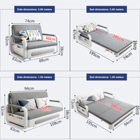 Sofá Cama Convertible Extensible y Plegable de 3 Plazas con Mecanismo Extraíble para Sala de Estar de Apartamento