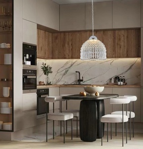 Mới hiện đại ánh sáng hiện đại bạc Mặt dây Đèn <span class=keywords><strong>Chrome</strong></span> Vòng LED pha lê thủy tinh biệt thự mặt dây chuyền hiện đại đèn ý đèn chùm - Product Image 2