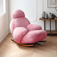 Fauteuil Inclinable Pivotant Moderne et Confortable en Forme d'Œuf pour Salon, Chambre et Hôtel, avec Pieds en Bois et Revêtement en Tissu