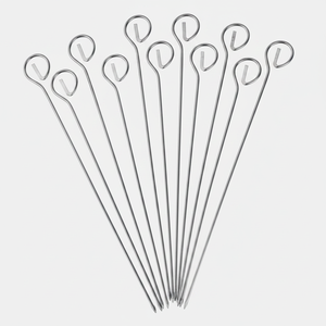 Set 12 Stainless Steel <b>BBQ</b> Skewers 22cm Stick <b>Tools</b> Wood for Camping Kitchen Outdoor Barbeque Manufactory Direct Budget-Friendly - Product Image 2