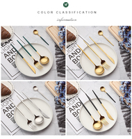 Ensemble de couverts en acier inoxydable de conception européenne, Portugal, blanc et or, 24 pièces avec boîte cadeau