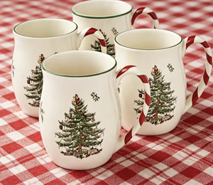 Juego de 4 Tazas con Diseño de Árbol de Navidad y Asas de Bastón de Caramelo, Aptas para <span class=keywords><strong>Microondas</strong></span> y Lavavajillas - Product Image 4