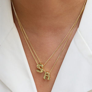 Collana con Ciondolo a Forma di Lettere dell'Alfabeto Inglese (26 Lettere) in Stile Hip Hop, Personalizzabile, <span class=keywords><strong>Regalo</strong></span> di Compleanno per Donne - Product Image 3