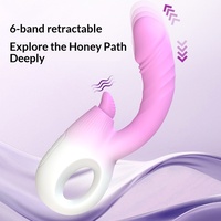 Vibrateur vaginal étanche USB à 3/6 fréquences, télescopique, avec fonction de léchage de langue, appareil de massage féminin, jouet sexuel pour adultes