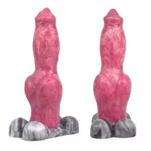 Silicone Made Multi Color Massive Animal Dog Dildo Wolf Dick com Big Knot Raw Meat Color Knotty Dick Brinquedos Para Mulheres E Gay