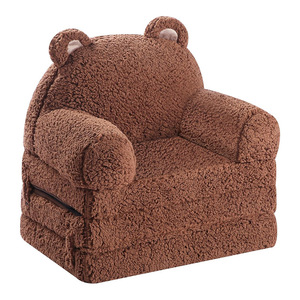 Canapé simple pliable pour enfants en tissu sherpa, mousse haute élasticité avec accoudoirs, pour les 2 à 4 ans, coin lecture - Product Image 5